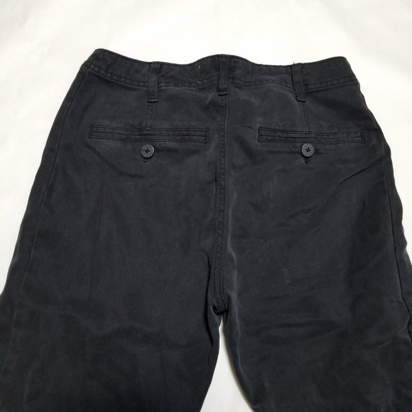 Anthropologie Black Mid Rise Skinny Ankle Pants w/ Button Cuffs - Picture 3 of 6